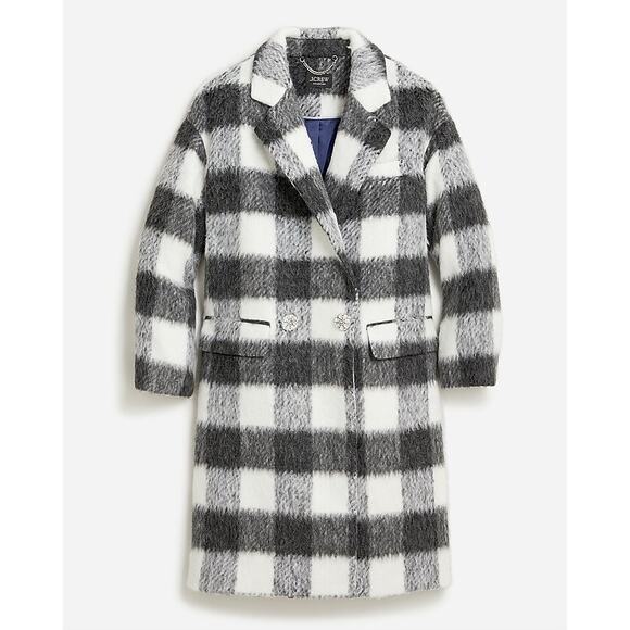 NWT J. Crew Sold Out Relaxed Topcoat Italian Brushed Buffalo Ccheck Size XL - Picture 3 of 9